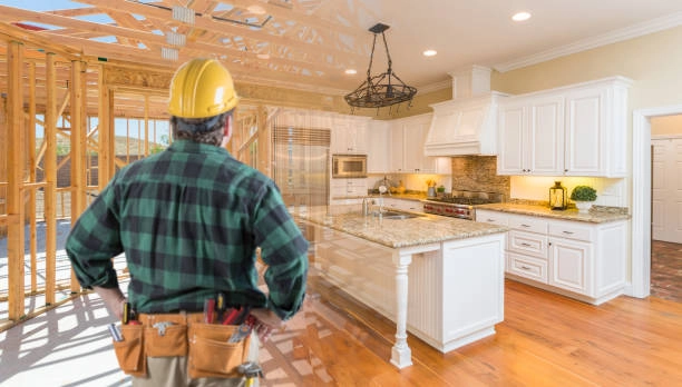 person looking on before and after transition house interior -contractor home improvement