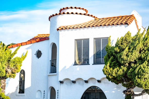 white round spanish house with brick roof -spanish style ranch home remodel